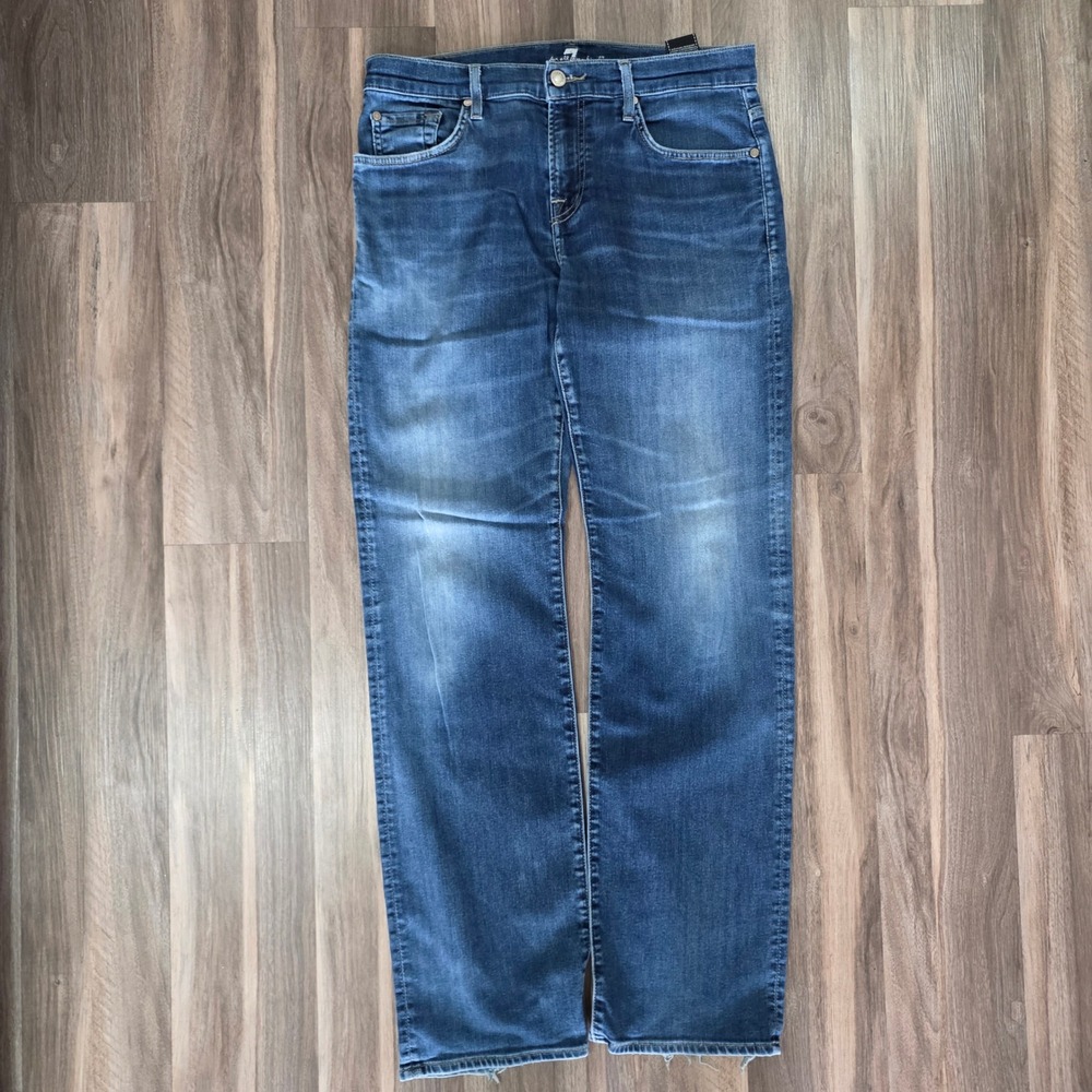 7 For All Mankind Austyn Straight Leg Jeans Mens 32 Medium Wash Denim G-0256